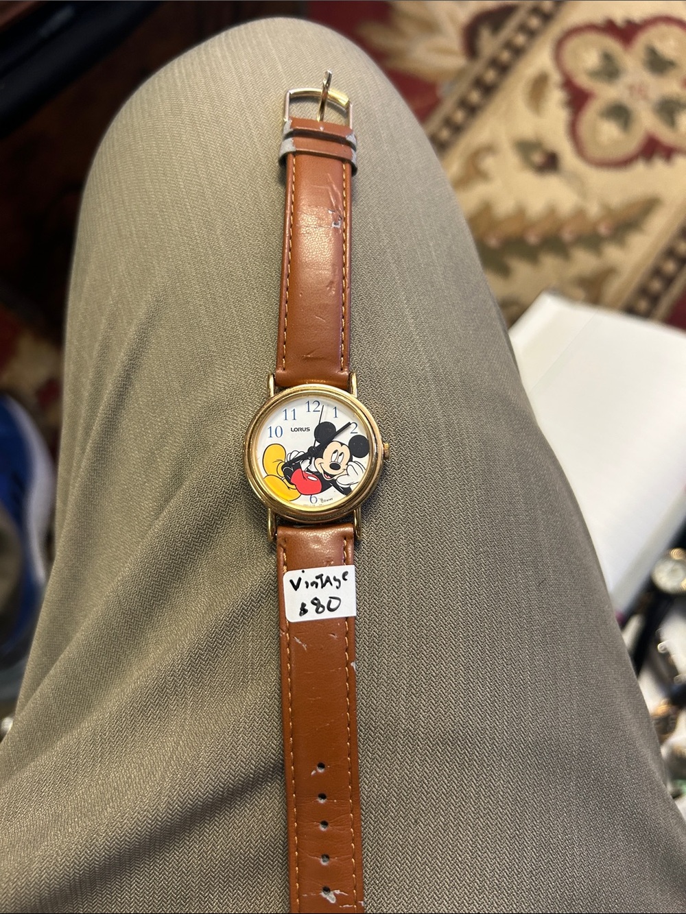 Mickey Mouse Brown Leather Strap Watch - Lorus